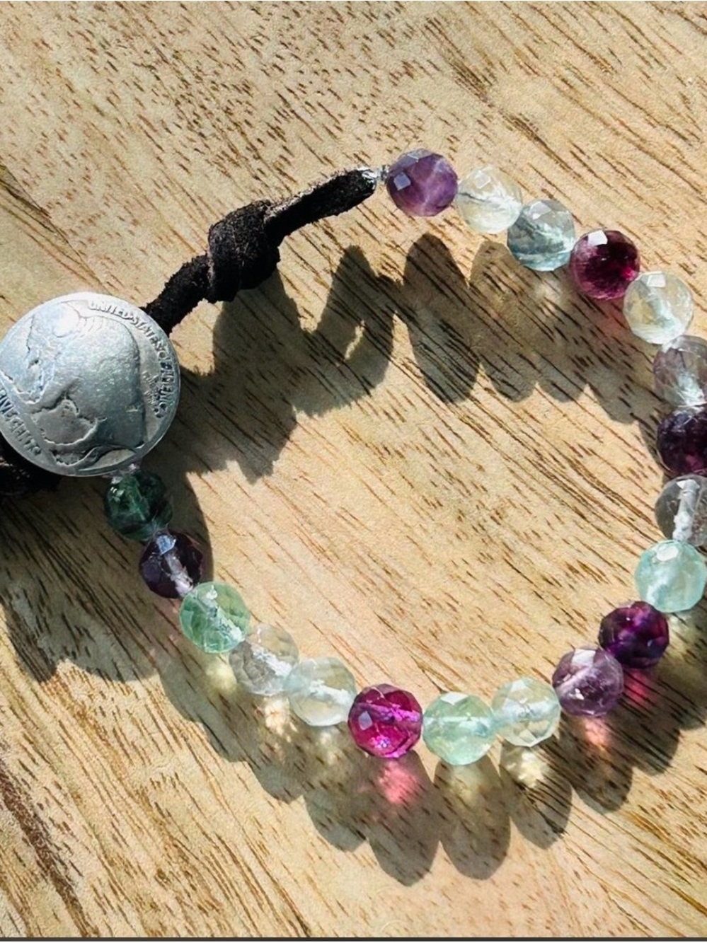 Sundance Multicolor Faceted Bead Bracelet in Green, Purple & Pink